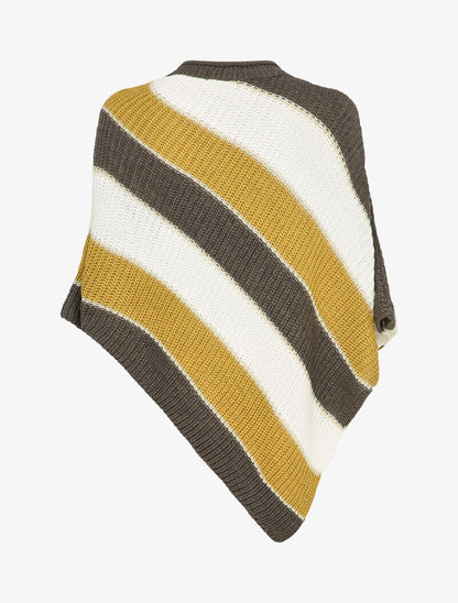 Poncho asymétrique à rayures irisées - Taupe - 2
