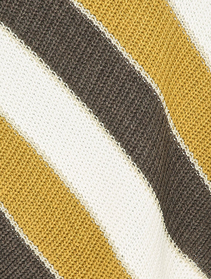 Poncho asymétrique à rayures irisées - Taupe - 3