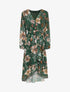 Robe cache-coeur imprimé orchidées à bords volantés - Vert émeraude - 1