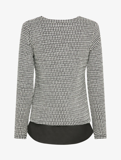 Pull imprimé à superposition - Blanc/noir - 2