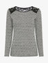Pull à empiècement dentelle et motif géométrique - Noir/blanc - 4