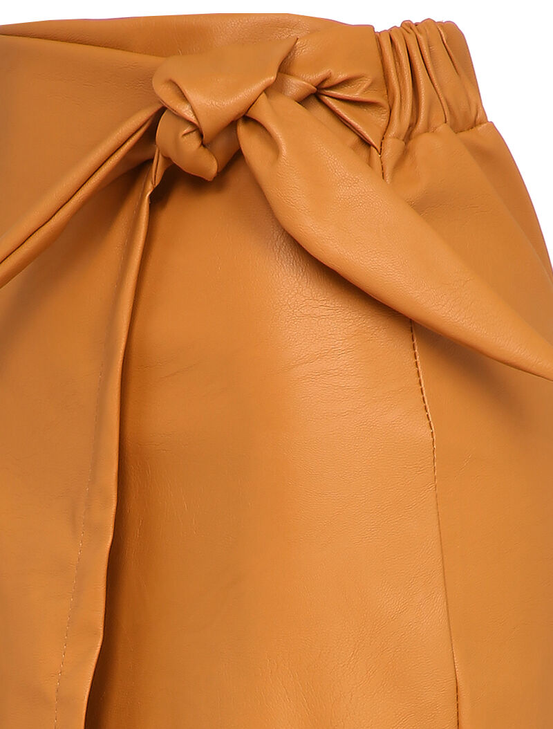 Jupe longue portefeuille en simili - Camel - 3