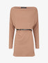 Robe à col bénitier et manches dolman - Camel - 4