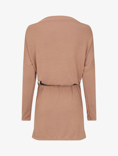 Robe à col bénitier et manches dolman - Camel - 2