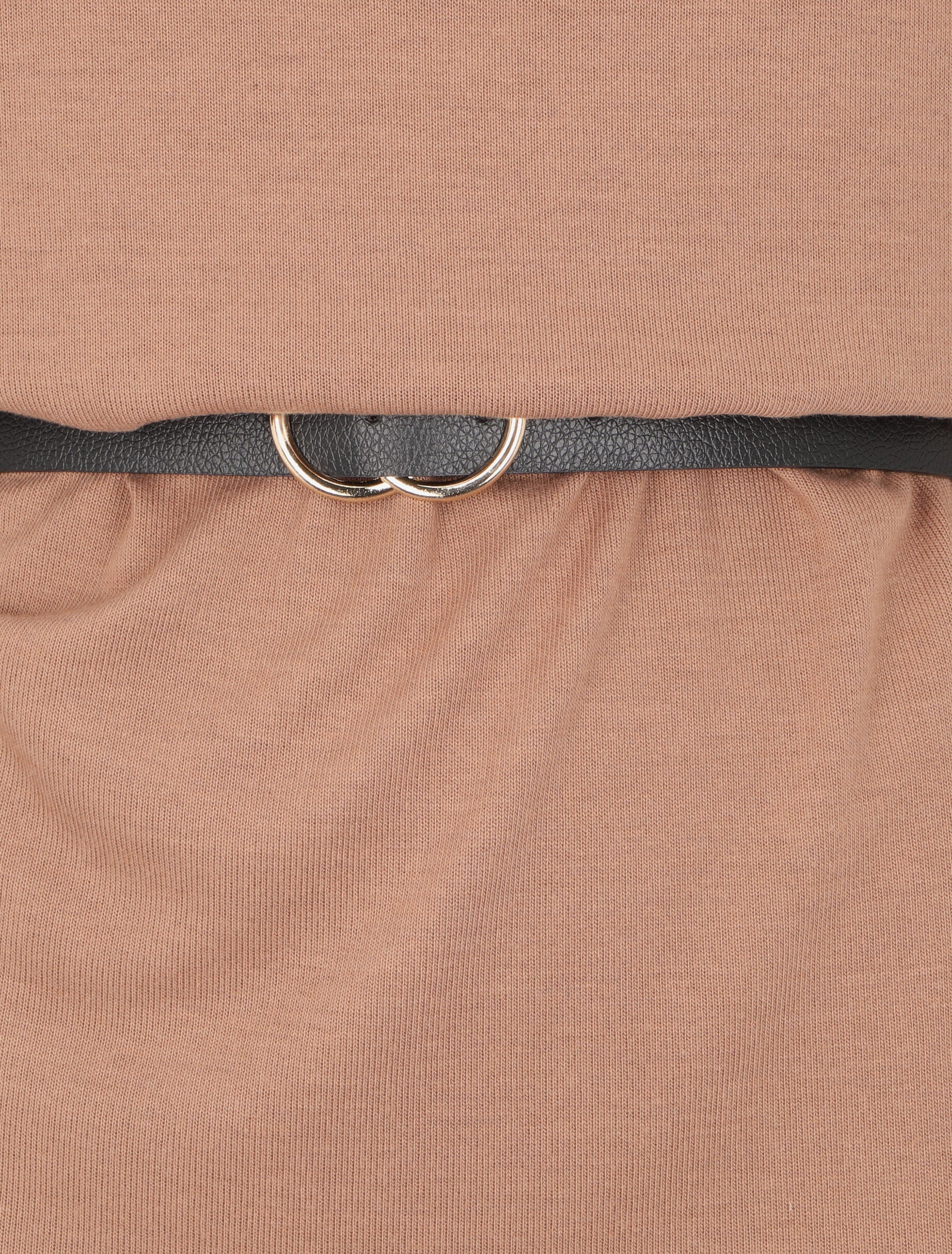 Robe à col bénitier et manches dolman - Camel - 3