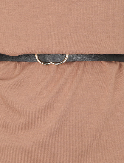 Robe à col bénitier et manches dolman - Camel - 3