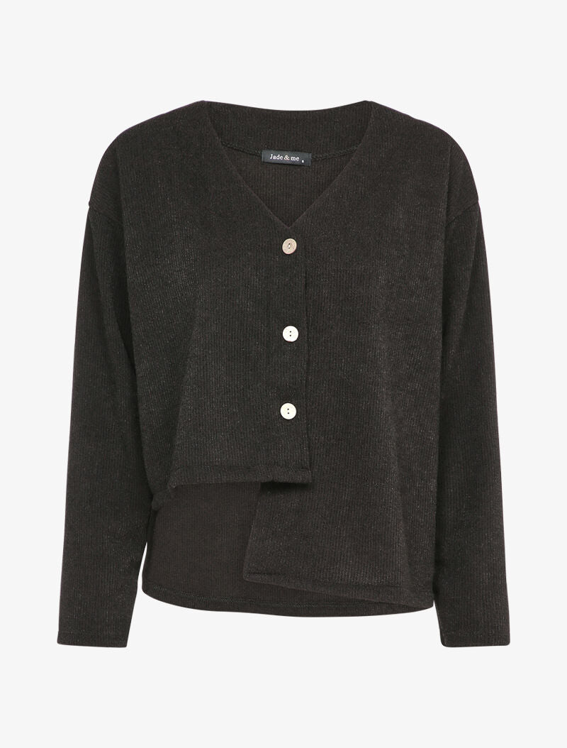 Cardigan à bords asymétriques - Noir - 1