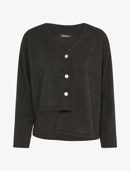 Cardigan à bords asymétriques - Noir - 1