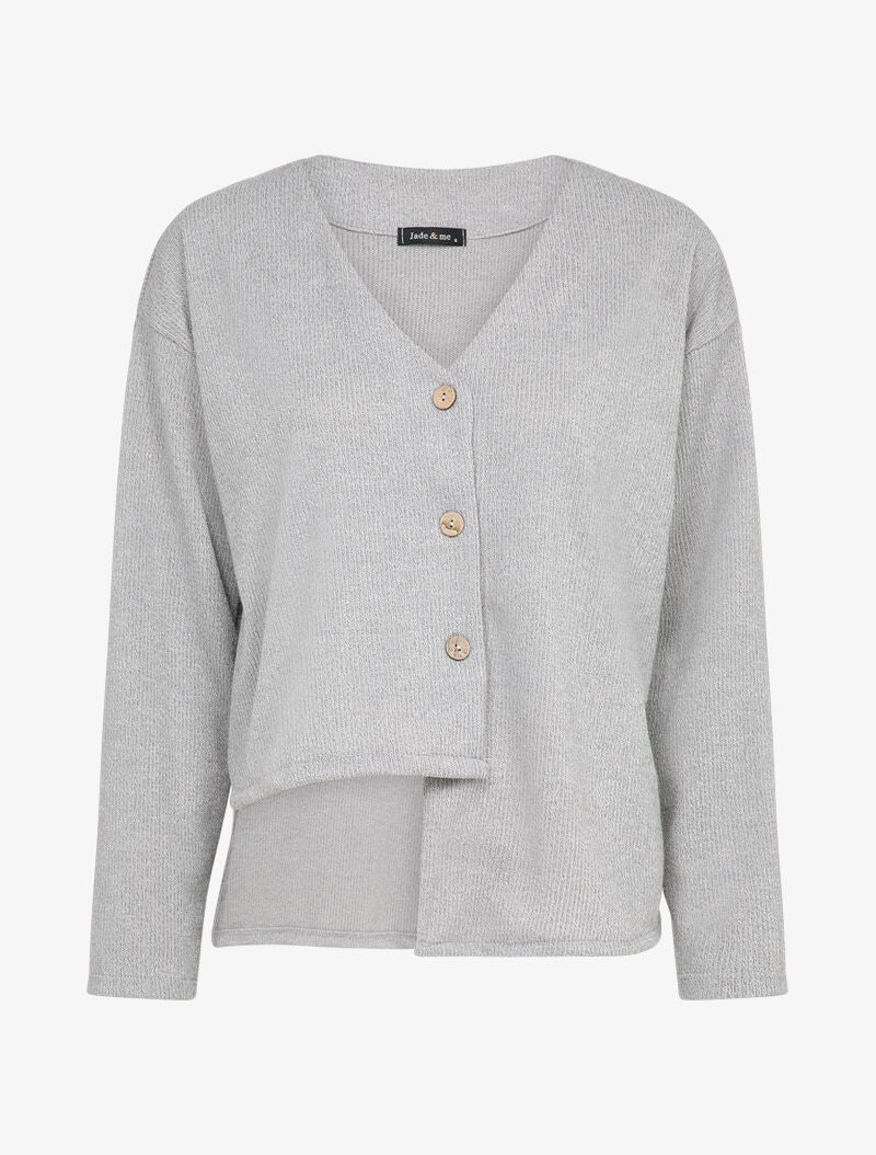 Cardigan à bords asymétriques - Gris clair - 1