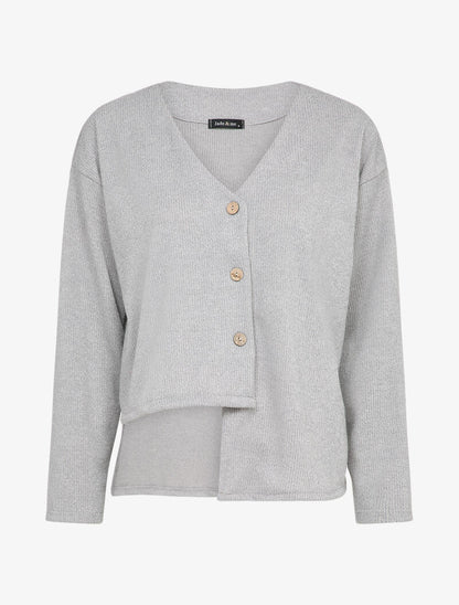 Cardigan à bords asymétriques - Gris clair - 1