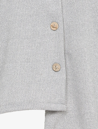 Cardigan à bords asymétriques - Gris clair - 3