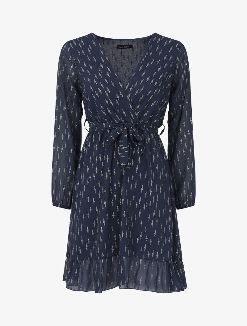 Robe patineuse volantée à motifs irisés - Marine - 4