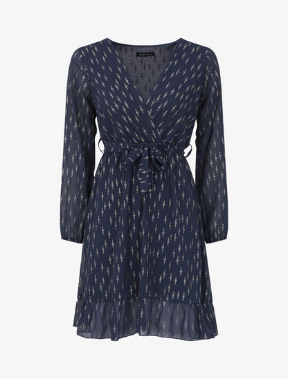 Robe patineuse volantée à motifs irisés - Marine - 4