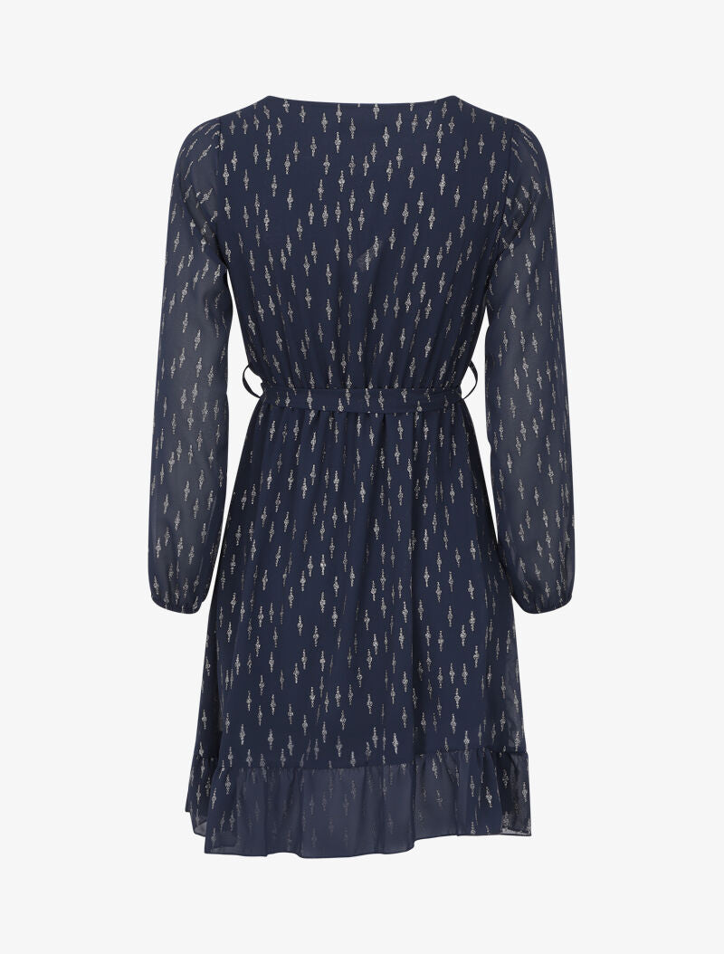 Robe patineuse volantée à motifs irisés - Marine - 2