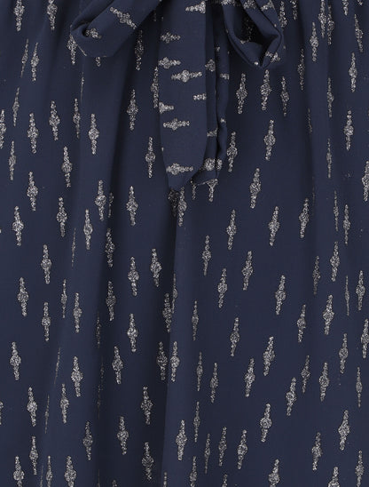 Robe patineuse volantée à motifs irisés - Marine - 3