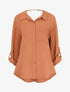 Chemise oversize avec chaîne à maillons dorés au dos - Camel - 1