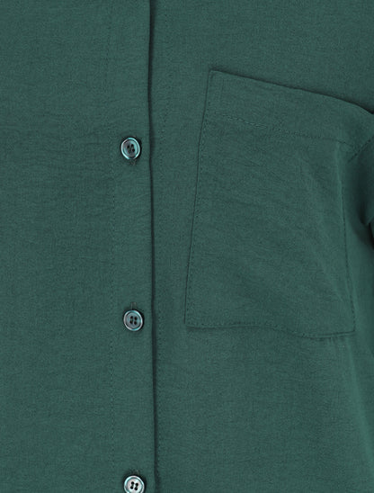 Chemise oversize avec chaîne à maillons dorés au dos - Vert - 3