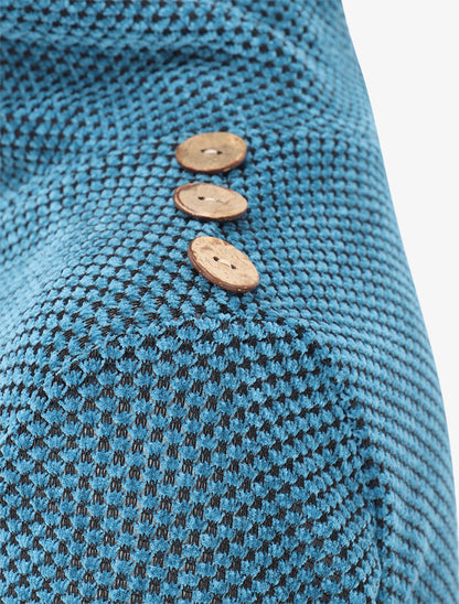 Pull texturé à col montant - Bleu - 3