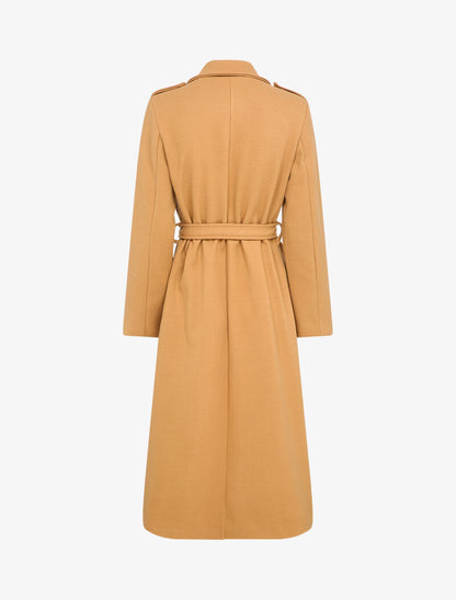 Manteau long uni avec ceinture - Camel - 2