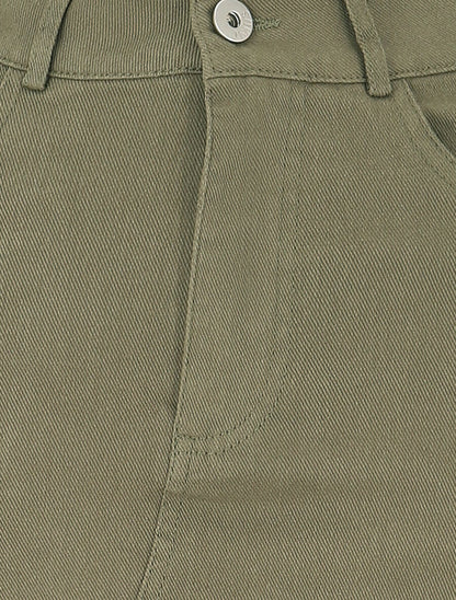 Jupe fourreau uni en jean - Vert - 3