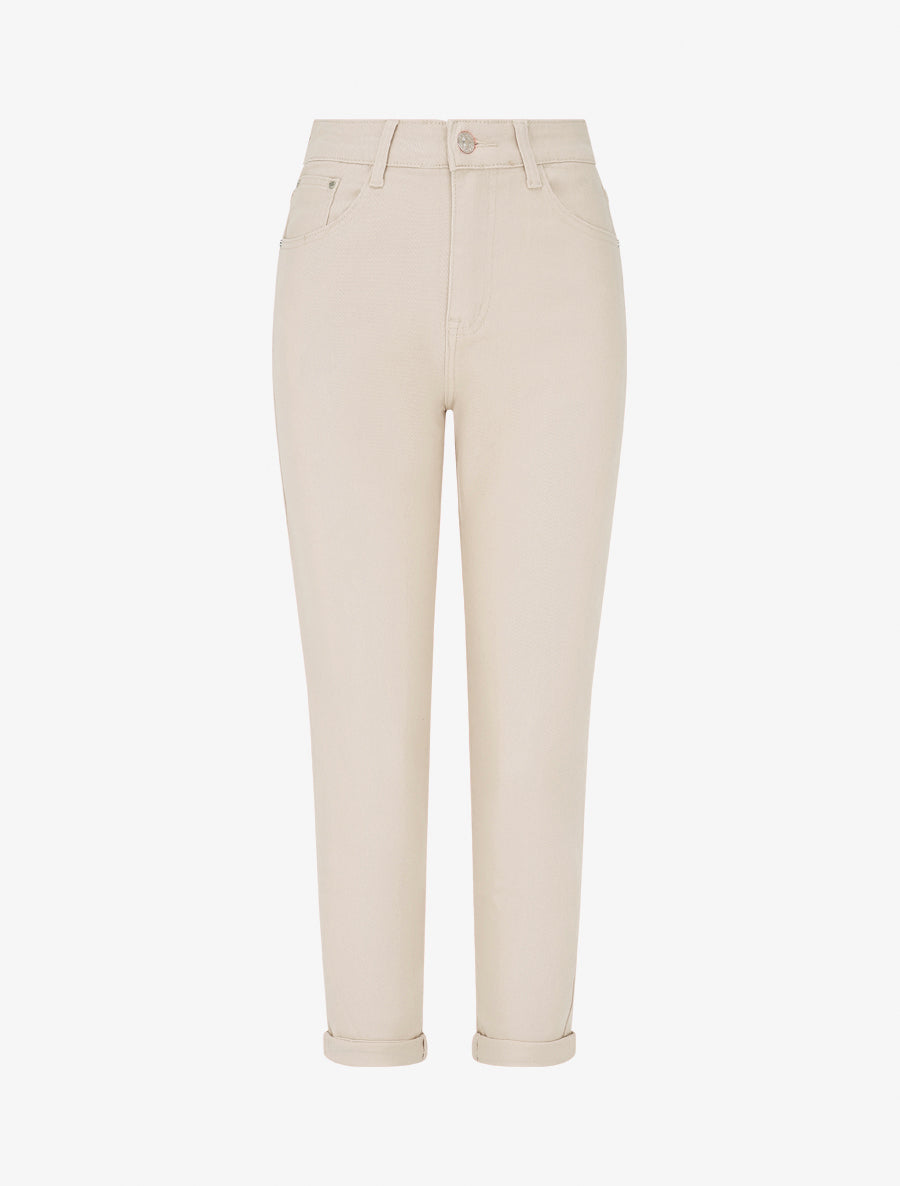 Jean mom taille haute - Beige - 1