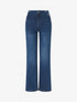 Jean taille basse à boutons décoratifs coupe droite - Bleu - 1
