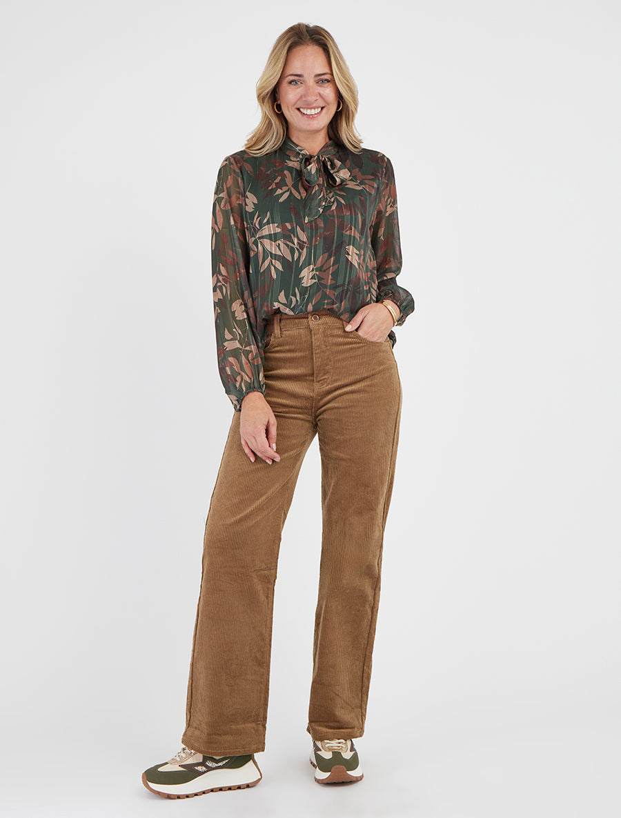 Pantalón push up acanalado efecto terciopelo - Camello