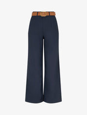 Pantalon taille haute coupe ample - Marine - 1