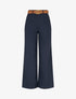 Pantalon taille haute coupe ample - Marine - 1