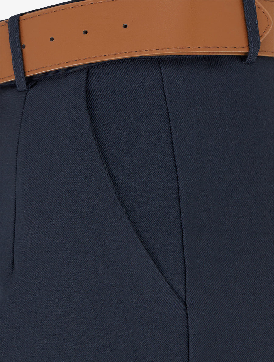 Pantalon taille haute coupe ample - Marine - 3