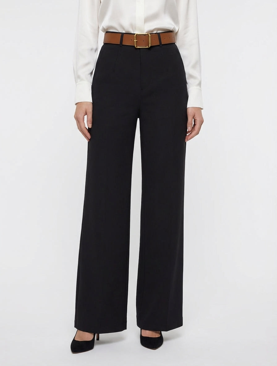 Pantalón de talle alto corte amplio - Negro