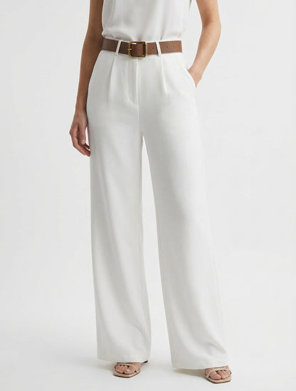 Pantalón de talle alto corte amplio - Crudo