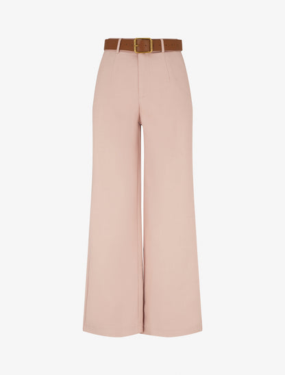 Pantalon taille haute coupe ample - Rose - 1