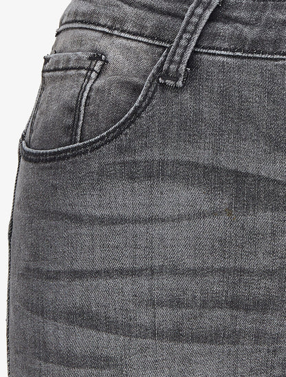 Jean skinny taille haute délavé - Gris foncé - 3