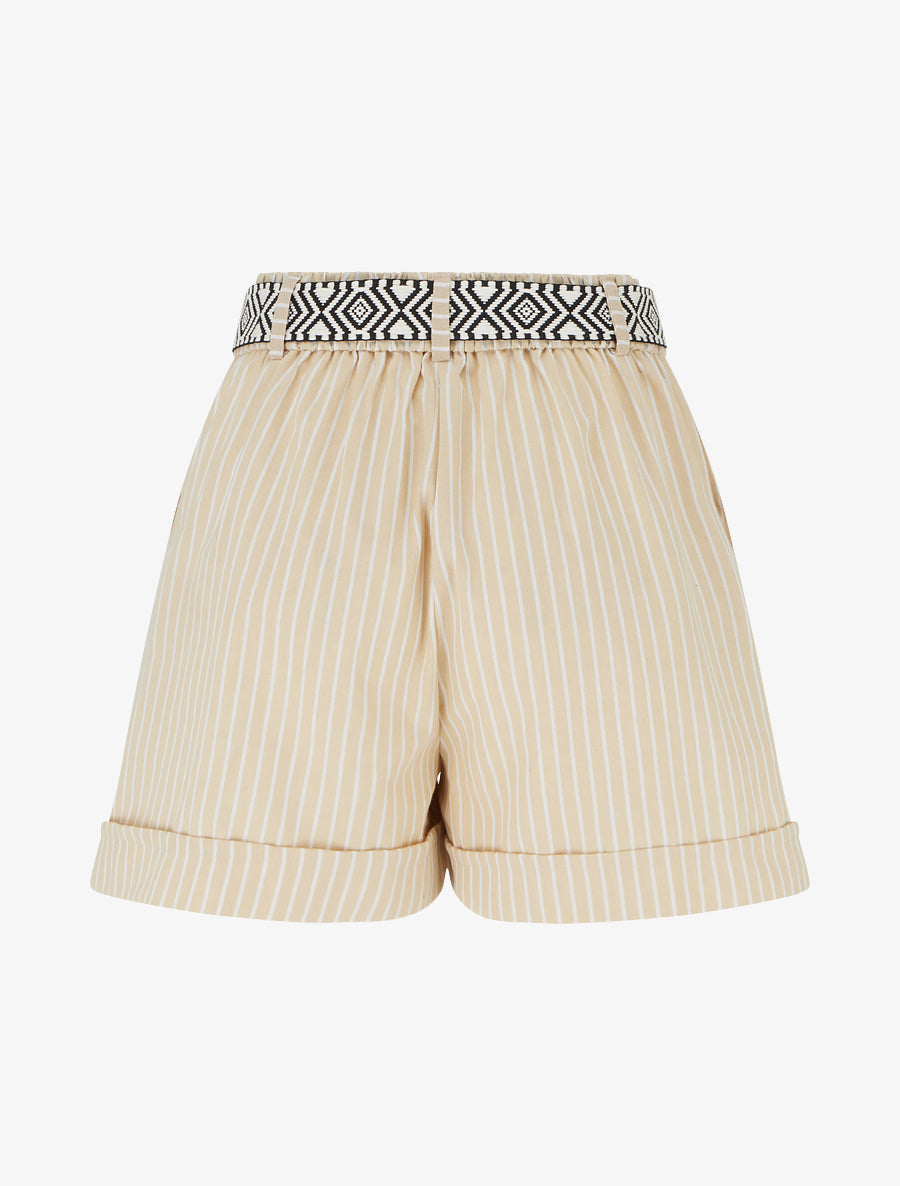 Short droit à rayures - Beige - 2