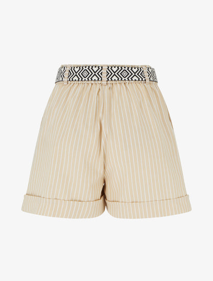 Short droit à rayures - Beige - 2