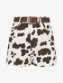 Short taille haute imprimé vache - Marron foncé - 1