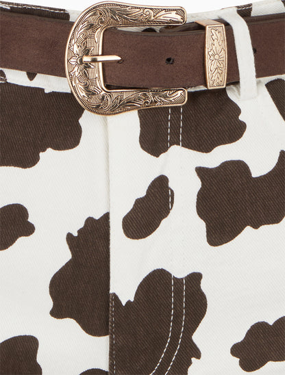 Short taille haute imprimé vache - Marron foncé - 3