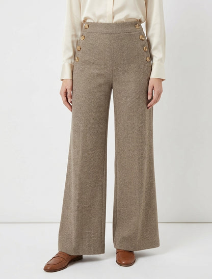Pantalón de puente ancho con estampado de espiga - Topo
