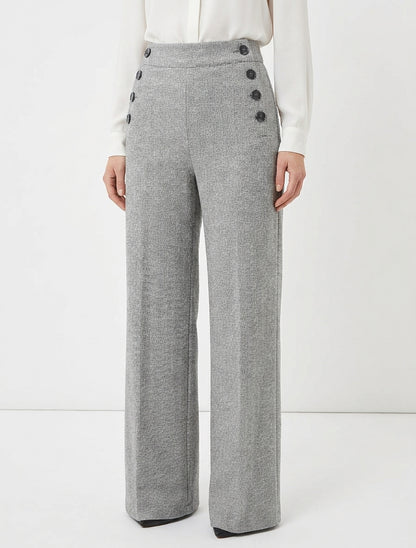 Pantalón de puente ancho con estampado de espiga - Gris