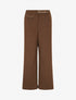 Pantalon ample taille haute à détail simili - Marron - 1