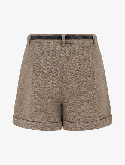 Short ample en flanelle motif chevron - Taupe - 2