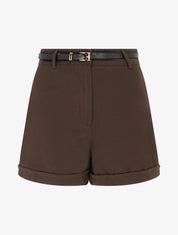 Short ample en flanelle motif chevron - Marron - 1