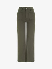 Jean uni à 4 poches coupe wide leg - Kaki - 1