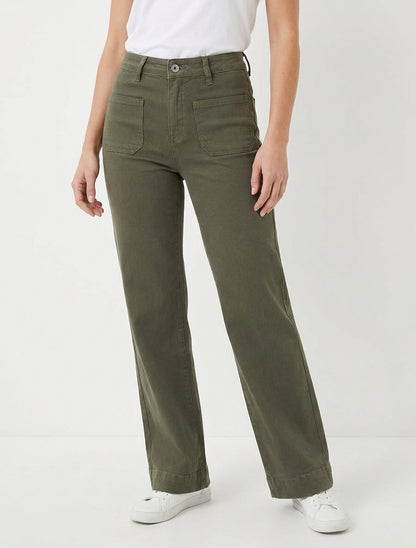 Jean con 4 bolsillos corte wide leg - Caqui