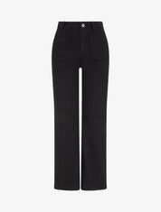 Jean uni à 4 poches coupe wide leg - Noir - 1