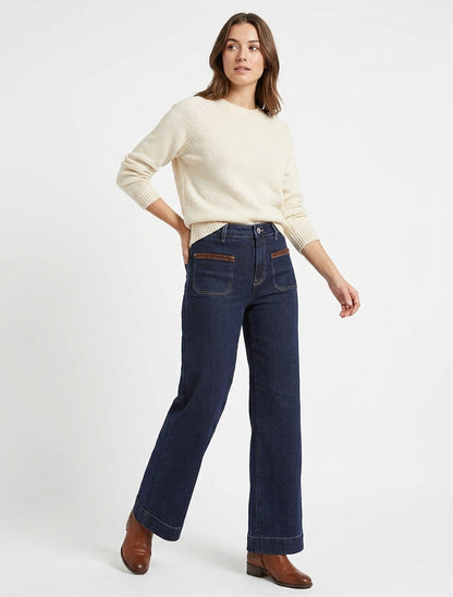 Jean de ante sintético de corte wide leg - Azul bruto