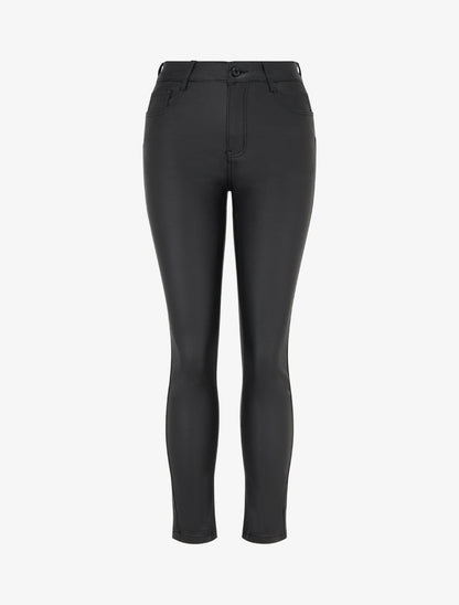 Pantalon enduit coupe skinny - Noir - 1