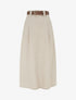 Jupe longue évasée en flanelle - Beige - 1