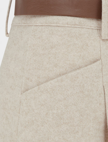 Jupe longue évasée en flanelle - Beige - 3